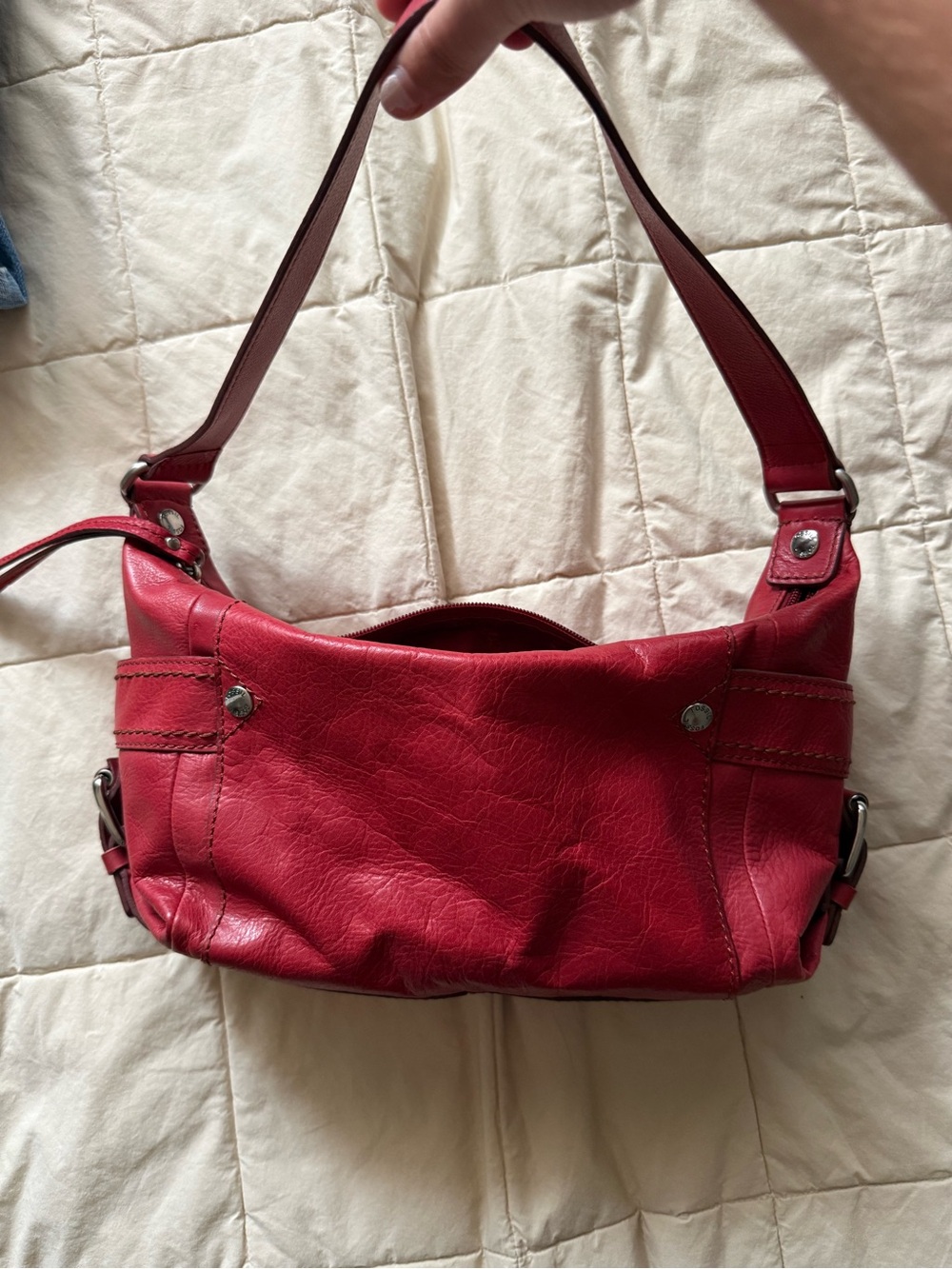 Fossil Red Leather Mini Shoulder Bag